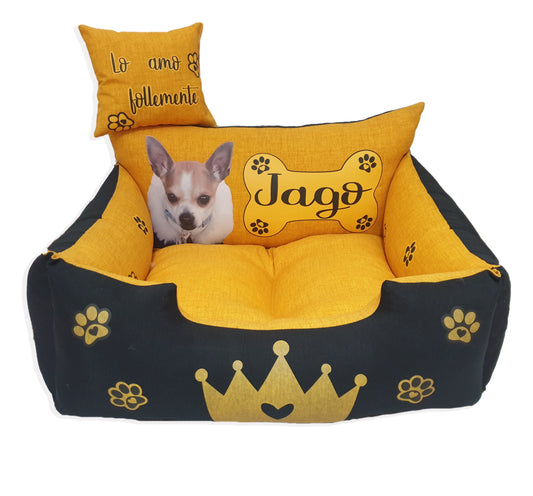 YellowBlack personalisiertes weiches Hundebett