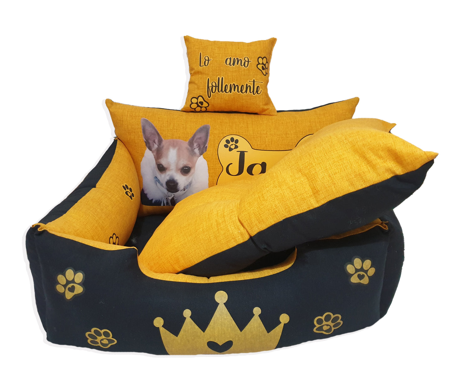 YellowBlack personalisiertes weiches Hundebett