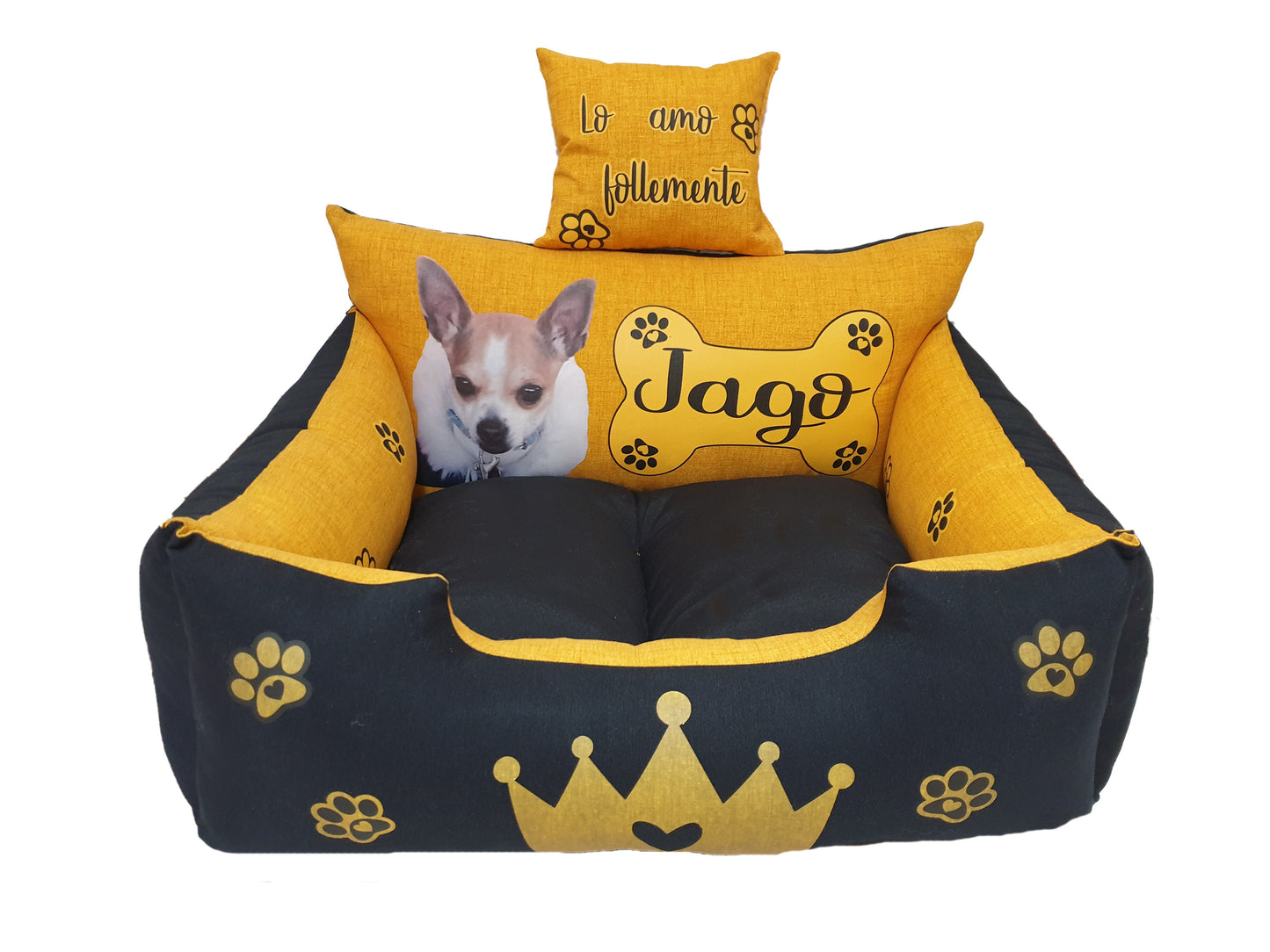 YellowBlack personalisiertes weiches Hundebett