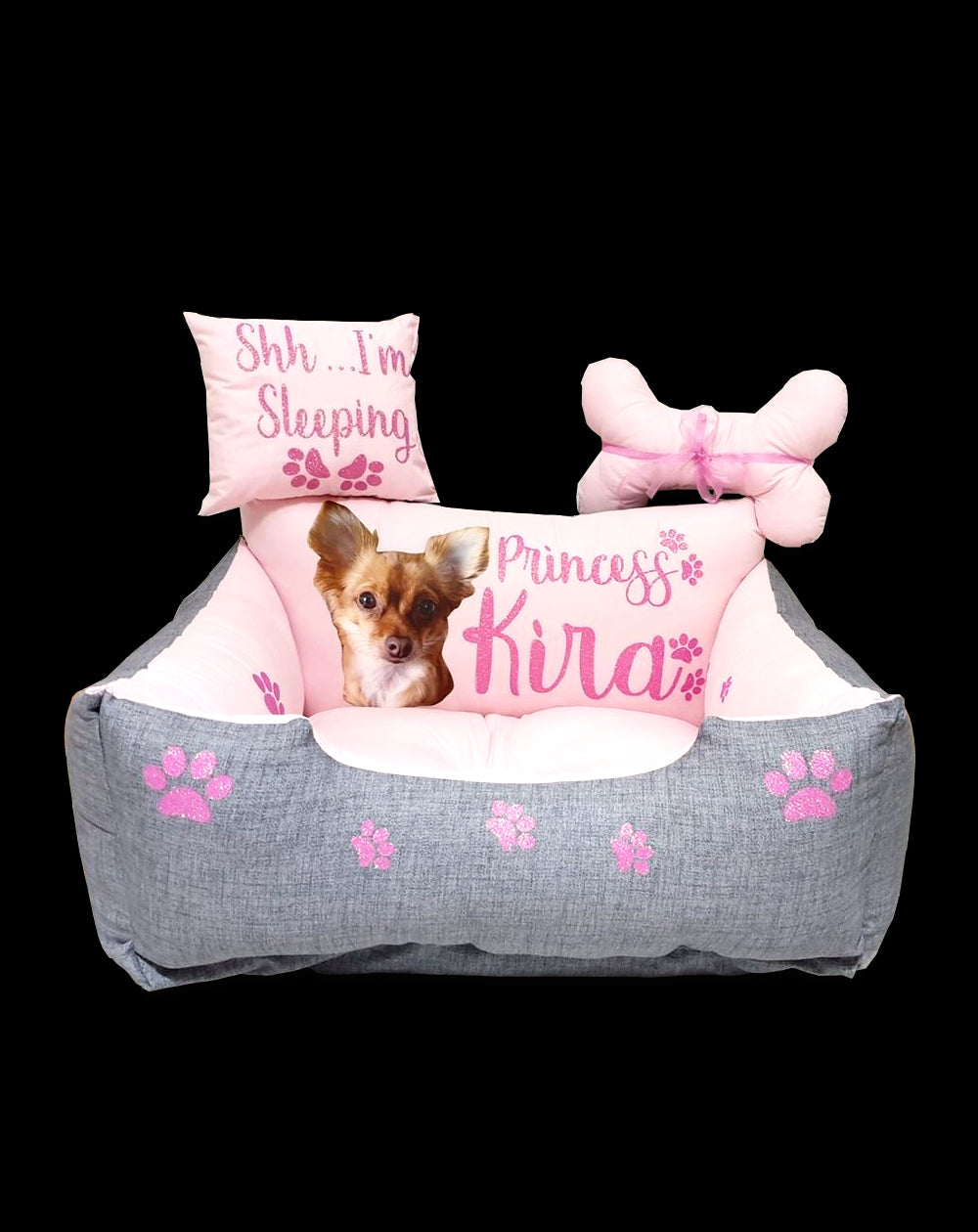 Personalisierter Glitzer-Zwinger für GlitterPink-Hund