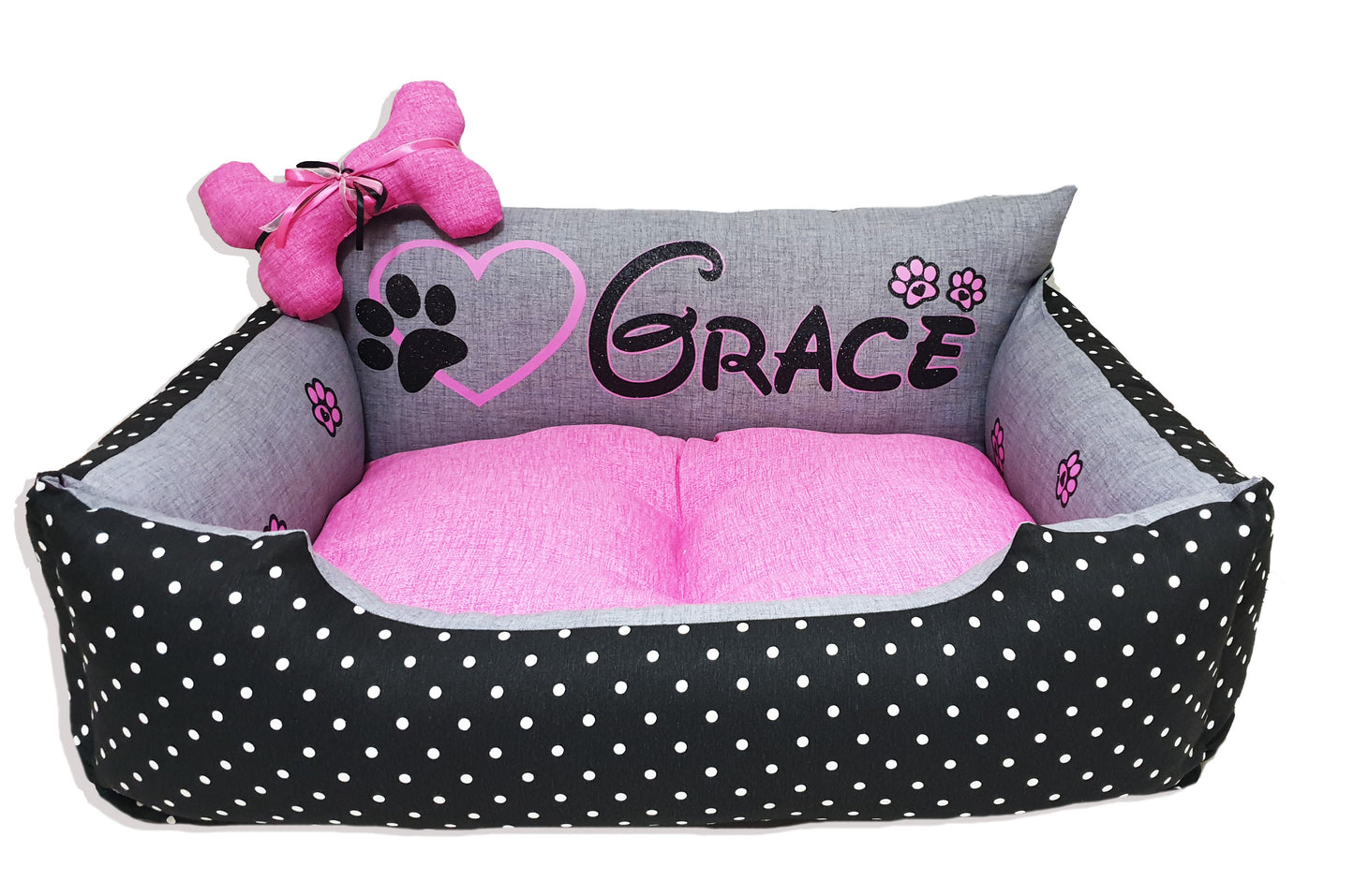 Glitzerndes personalisiertes Hundebett GliNoir