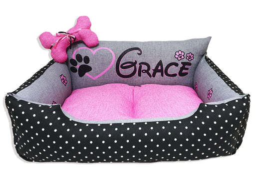 Glitzerndes personalisiertes Hundebett GliNoir