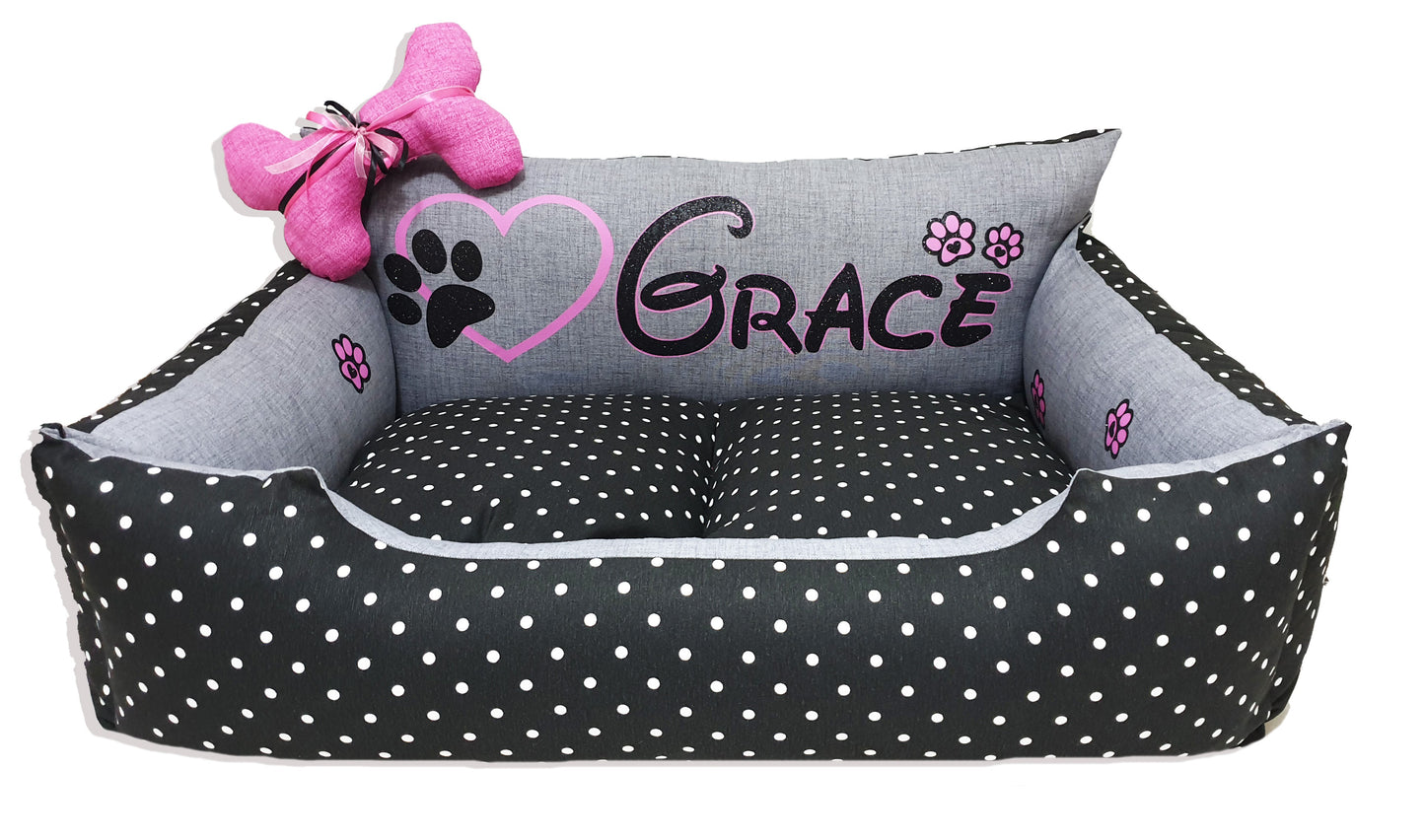 Glitzerndes personalisiertes Hundebett GliNoir