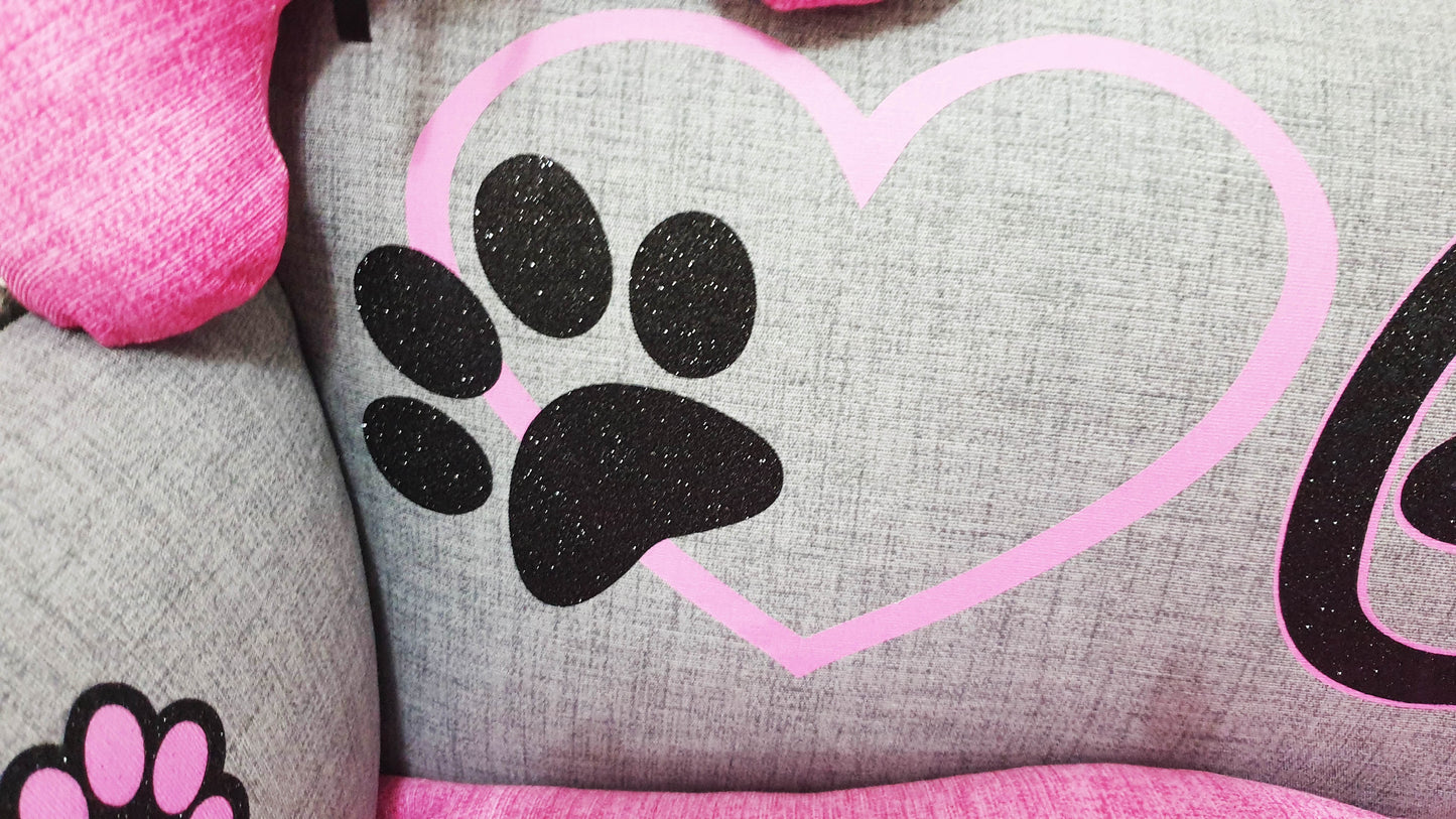 Glitzerndes personalisiertes Hundebett GliNoir