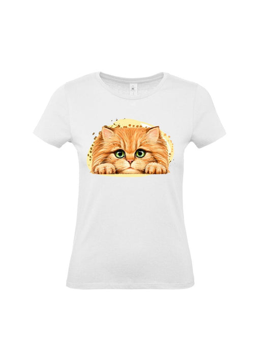 Oranges T-Shirt mit Aquarellkatzen-Print