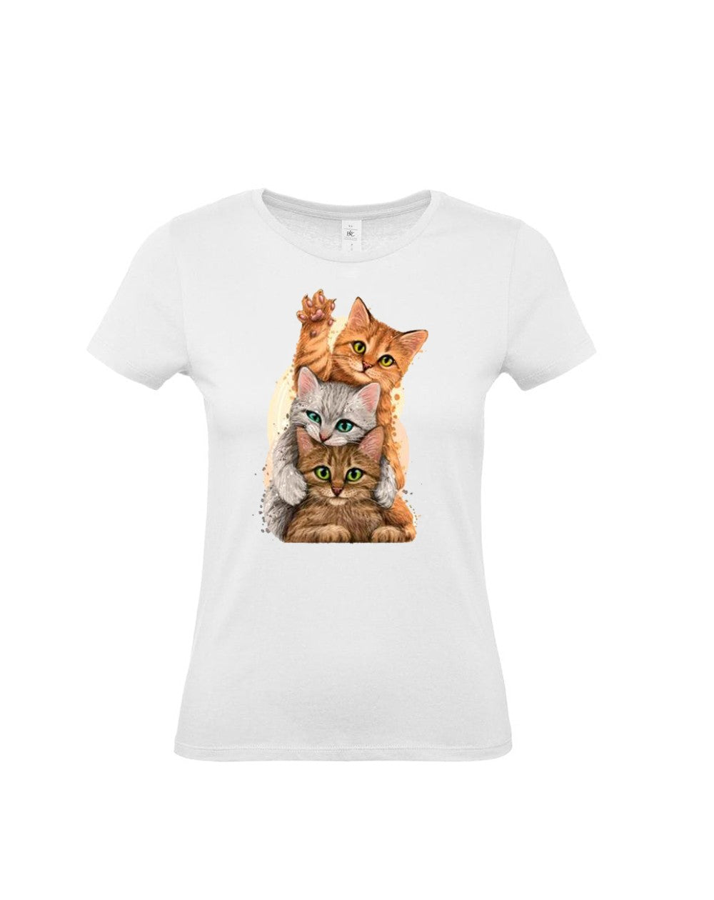 T-Shirt mit zwei Aquarellkatzen-Prints