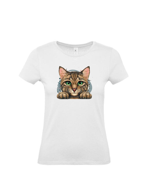 Braunes T-Shirt mit Aquarell-Katzenprint