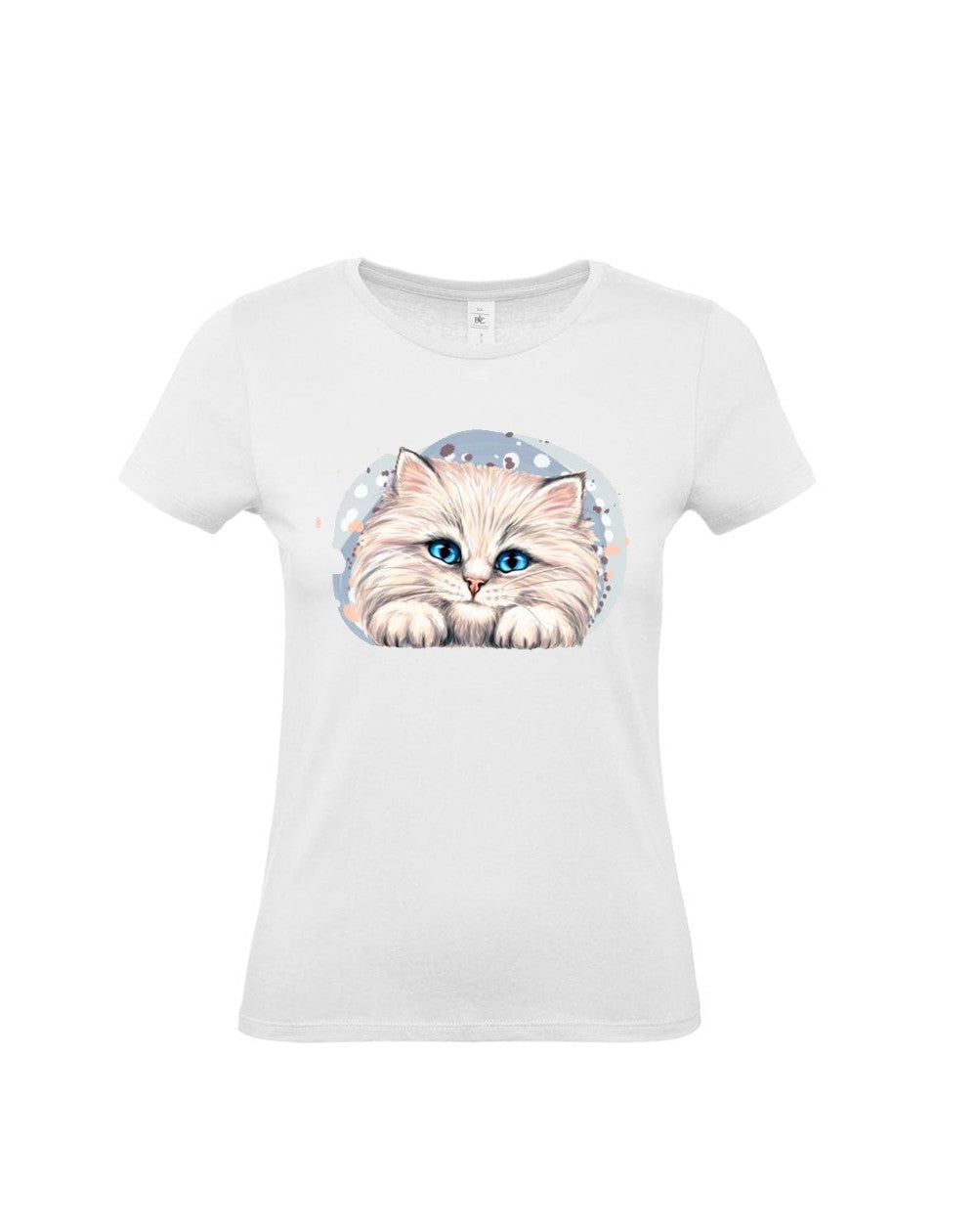 Weißes T-Shirt mit Aquarell-Katzen-Print