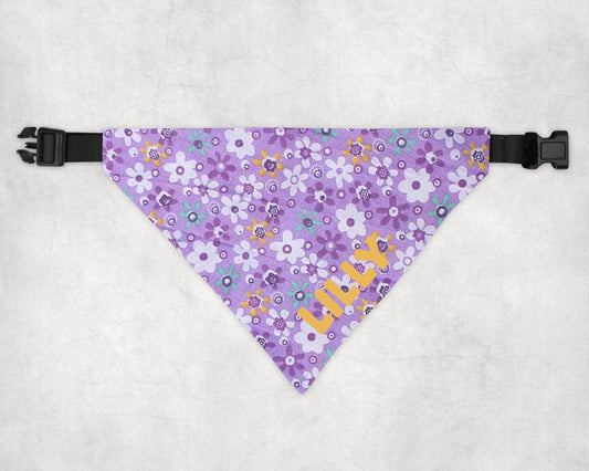 Bandana per Cani personalizzata Fiorellini viola