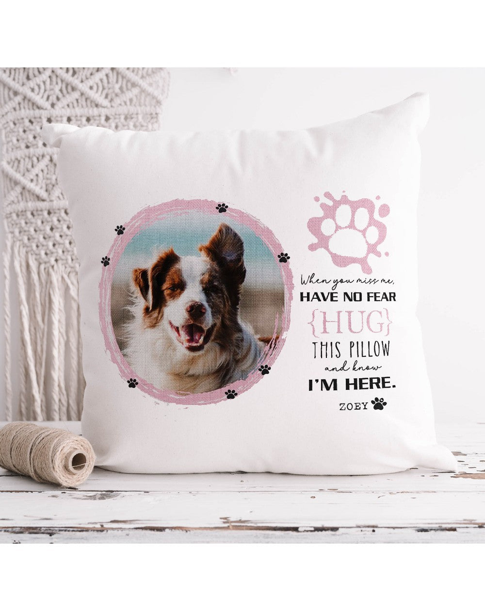 Cuscino decorativo con foto Cane - Abbracciami