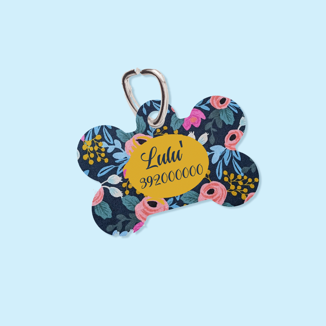 Personalized ID Tag - Peach Flowers