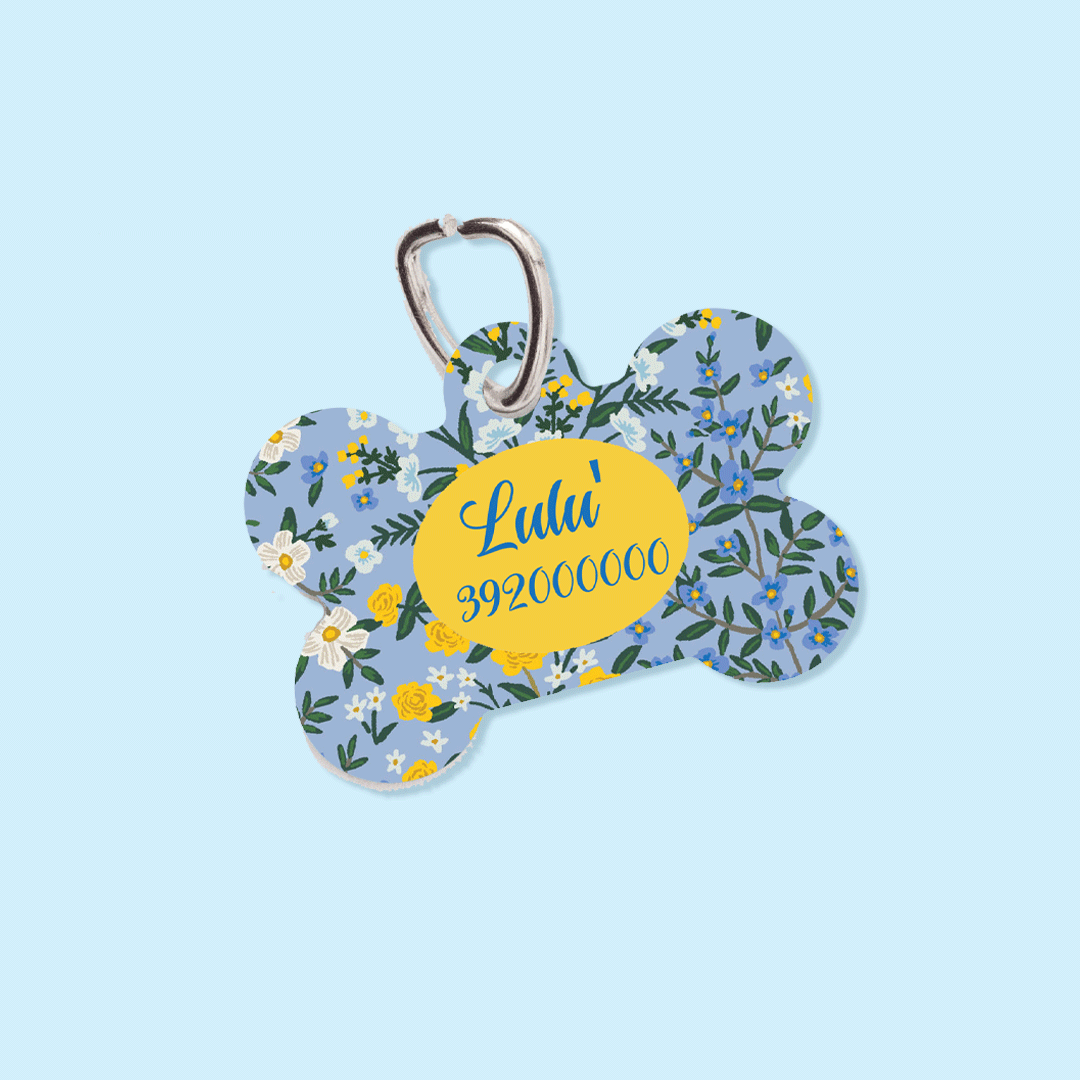 Personalized ID Tag - Yellow Flowers